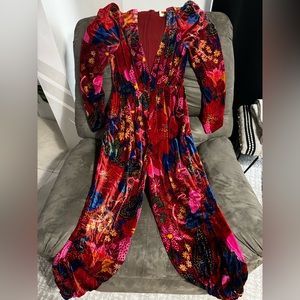 Farm Rio Snake Garden Velvet Jumpsuit